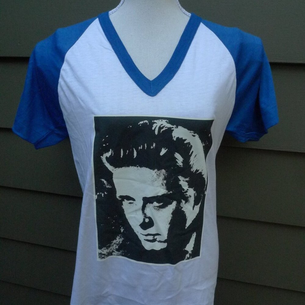 1980s Eddie Cochran Single Stitch Raglan Shirt * Women's Med (38)